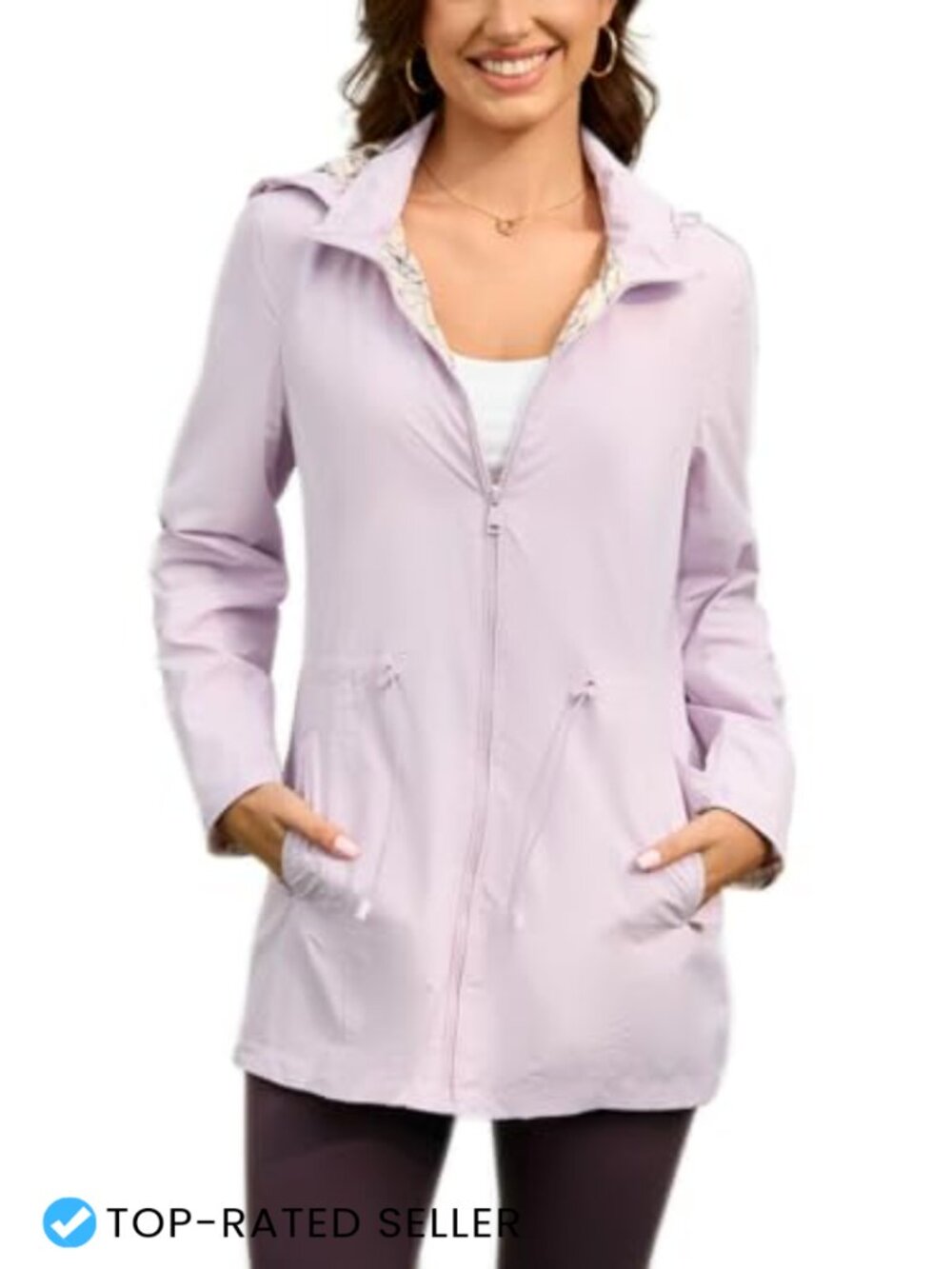 Lightweight Waterproof Hooded Raincoat Long Trench Windbreaker